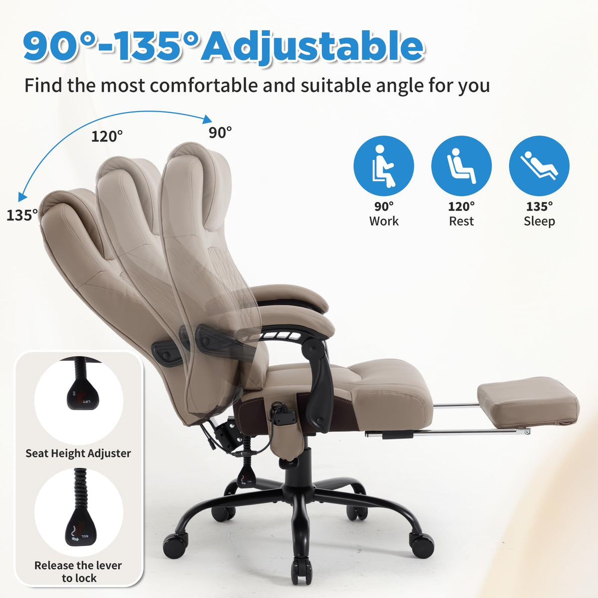 3D Kneading Massage Plus Size Office Chair C842