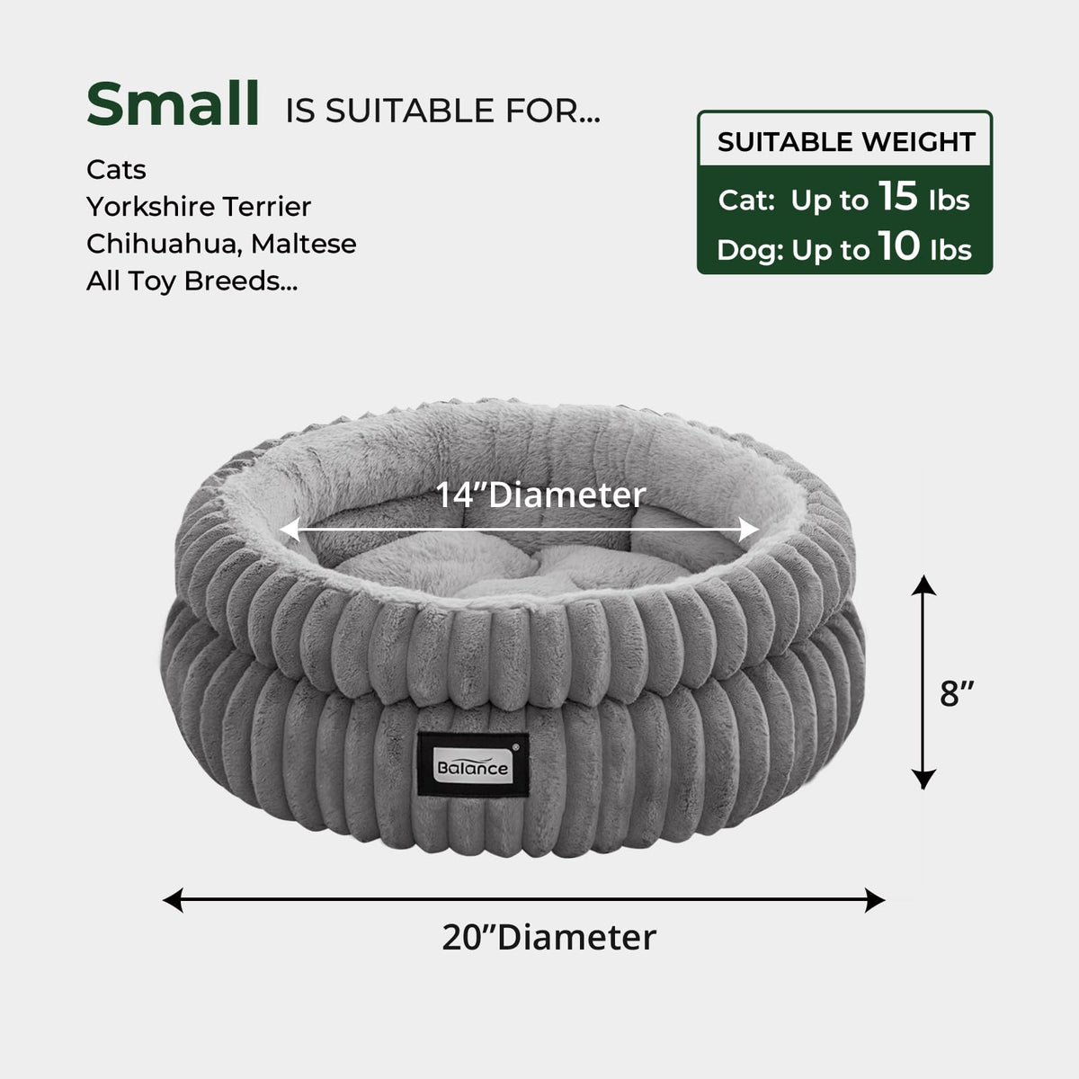Washable Round Plush Cat Bed S188735