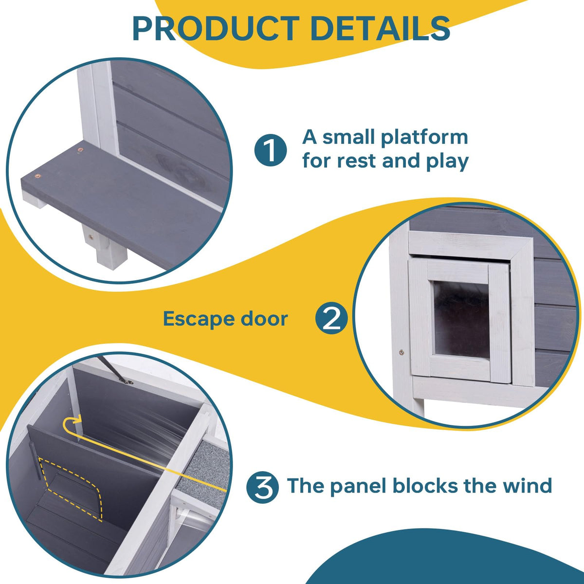 Weatherproof Outdoor Cat House with Elevated Floor U63387