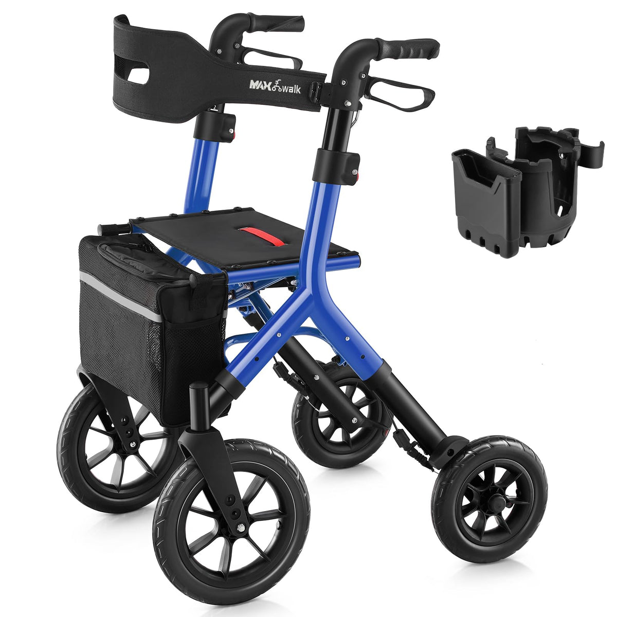 Blue Foldable Tall Walker with Seat N753