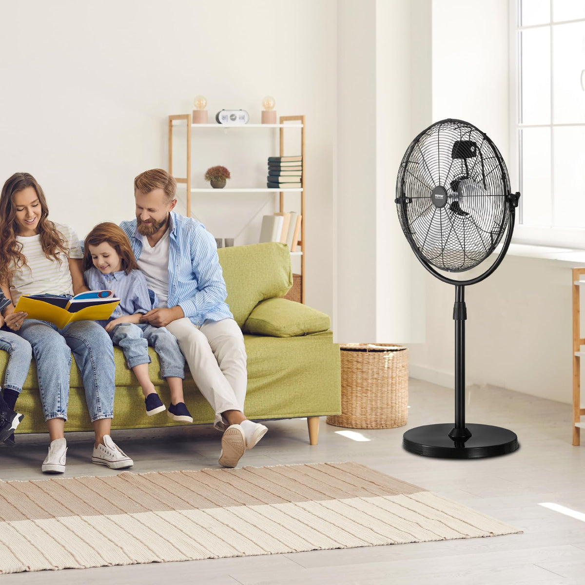 18 Inch Adjustable Height Standing Fan with 3 Speeds, Black Z793