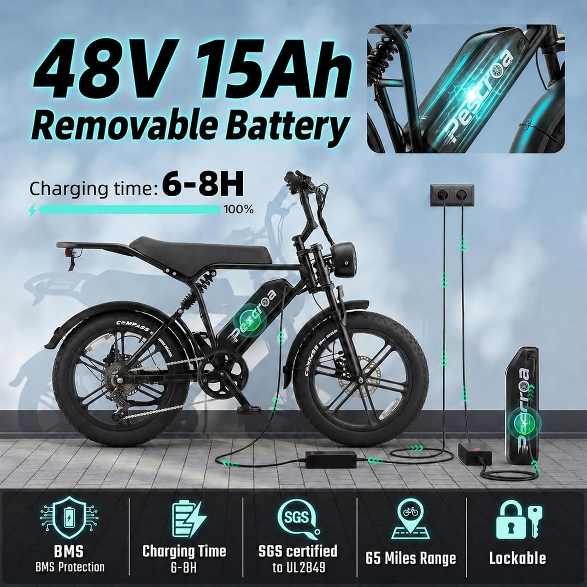 1500W Peak 20" Fat Tire Electric Bike Q709649