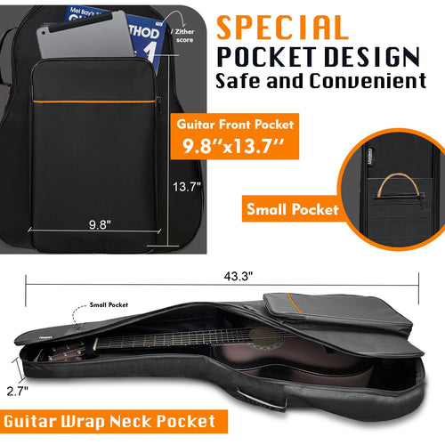 0.5-inch Extra Thick Padding Waterproof Oxford Acoustic Guitar Bag T81378