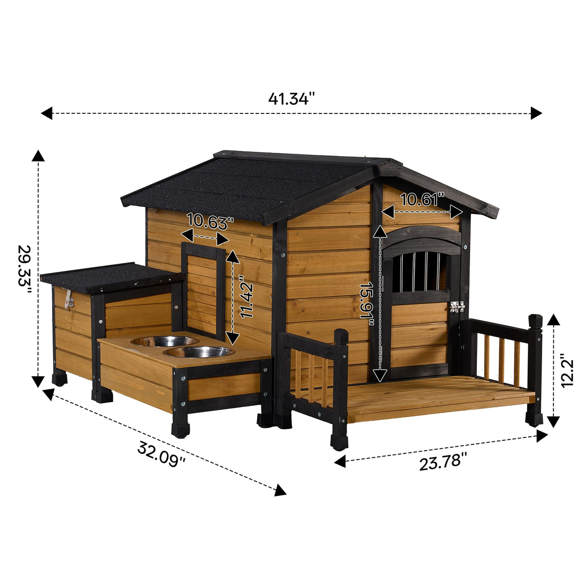 Large Wooden 2-Tier Rabbit Cage with Waterproof Roof W86389