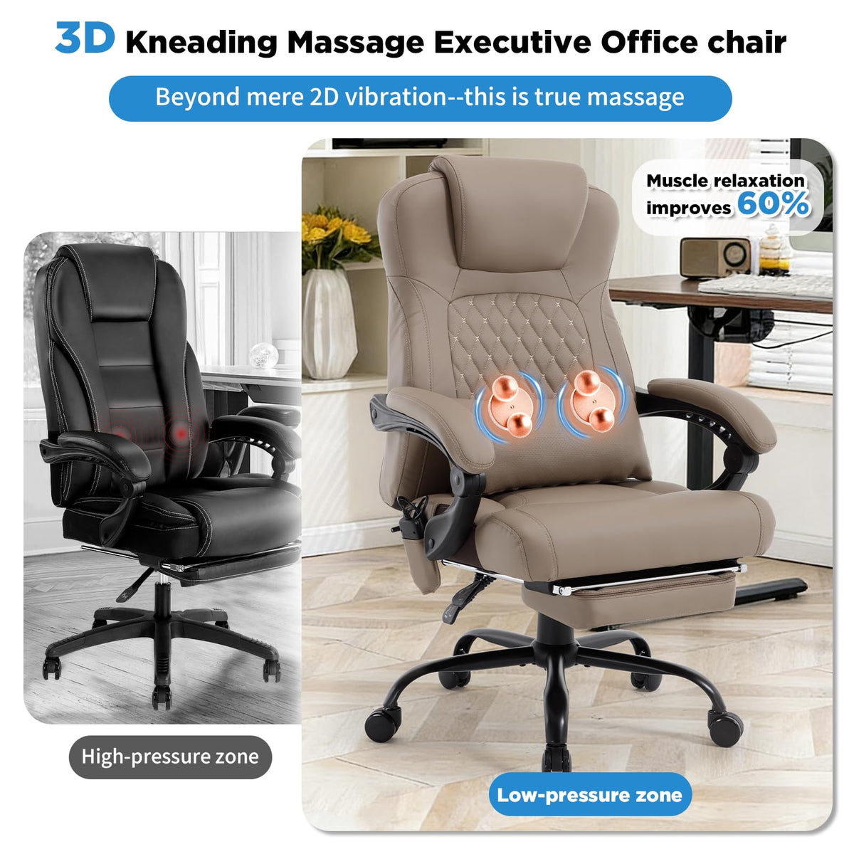 3D Kneading Massage Plus Size Office Chair C842