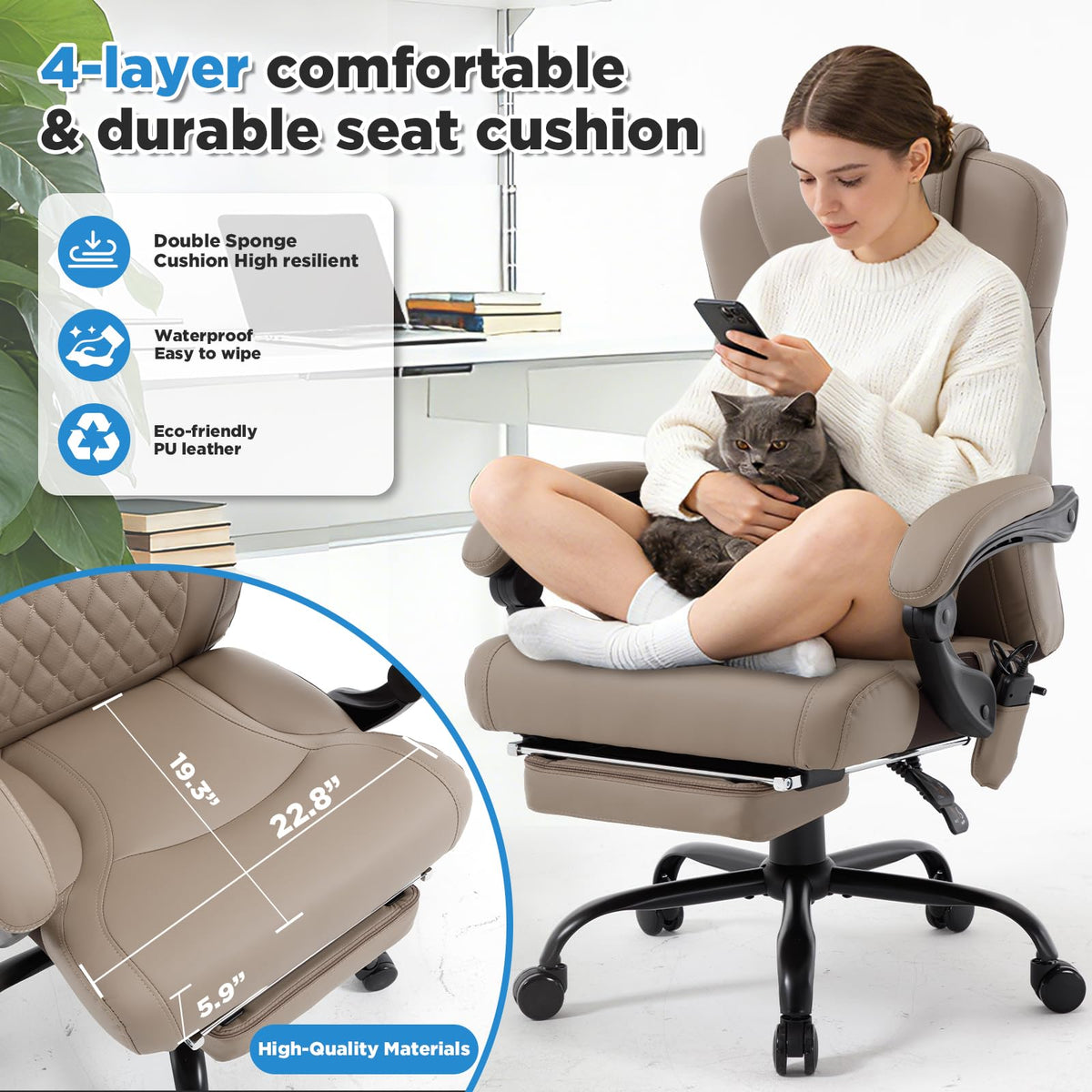 3D Kneading Massage Plus Size Office Chair C842