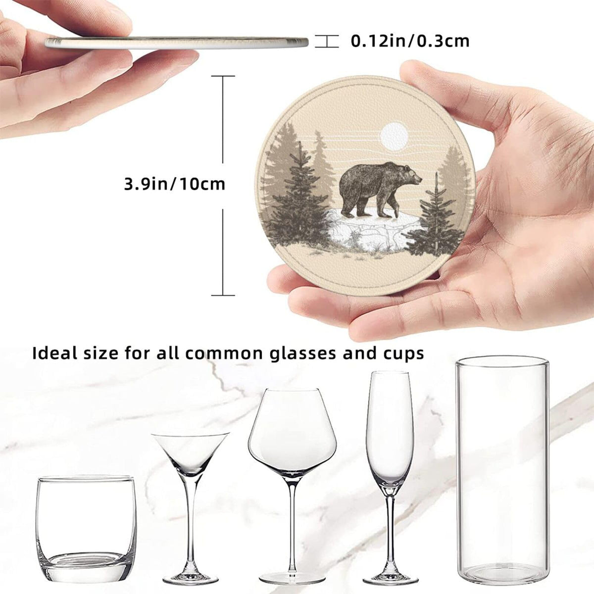 6 Pcs Leather Coasters with Holder Q9089