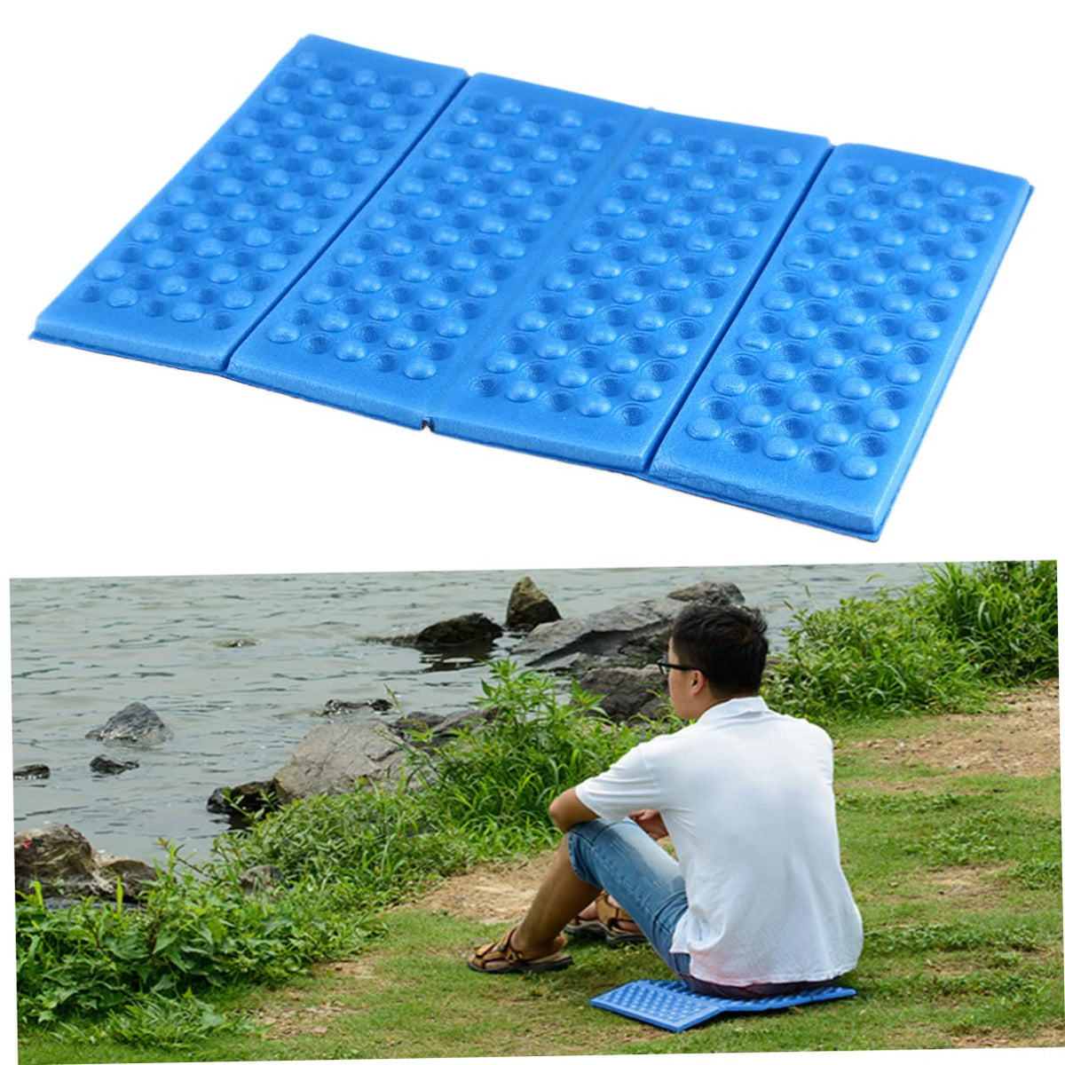 2 Pcs Folding Camping Seat Cushions with Storage Bag G5944