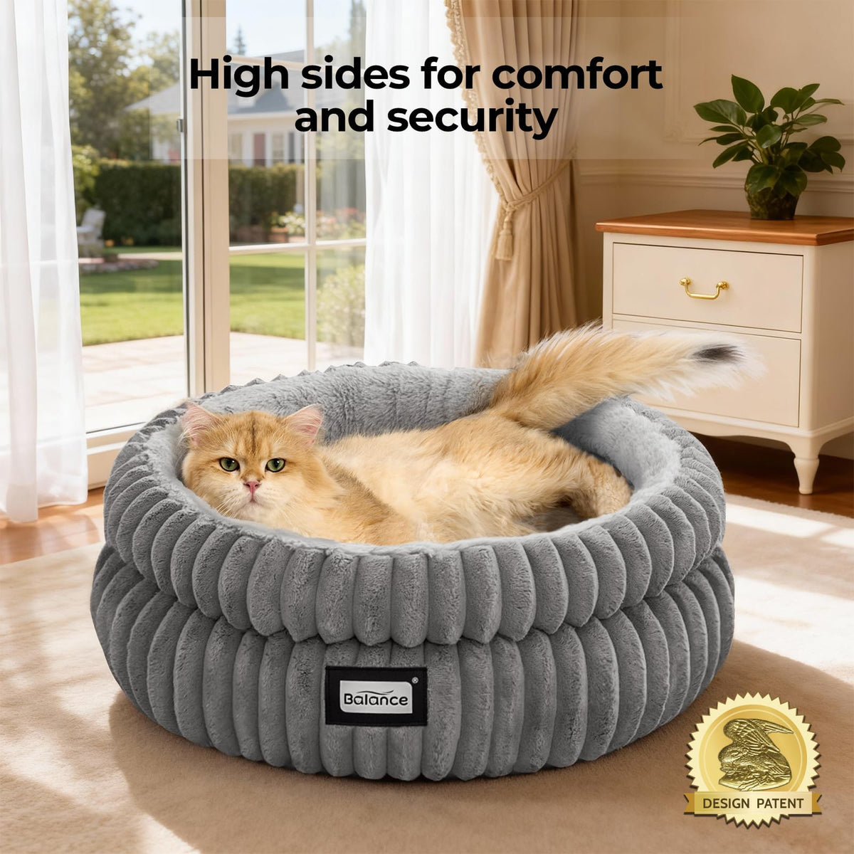 Washable Round Plush Cat Bed S188735