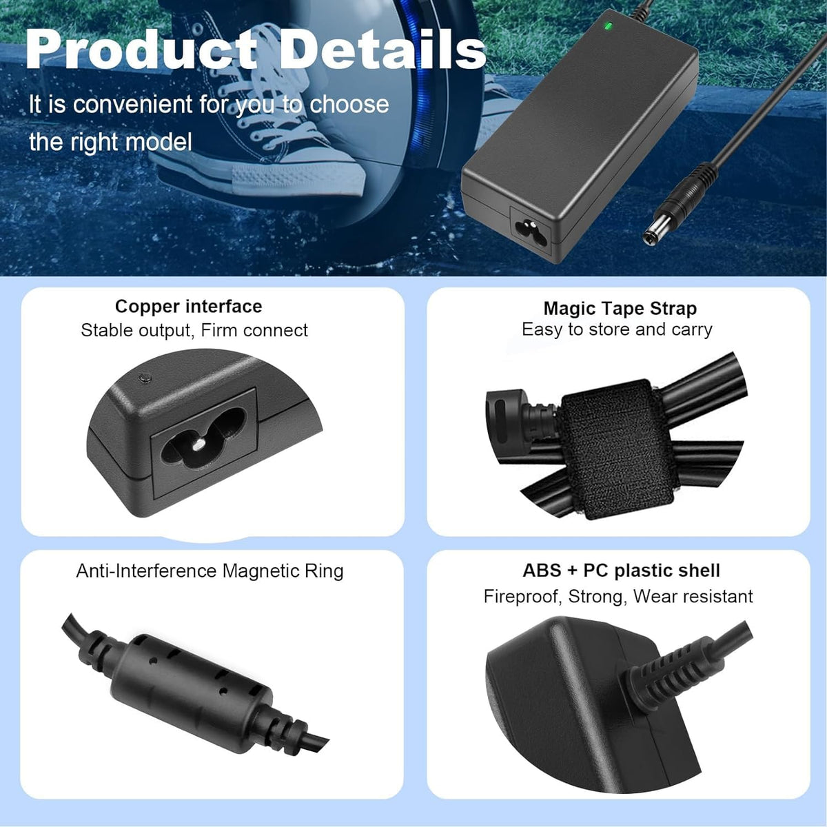 42V 2A Electric Scooter Charger with 7 Plugs O963