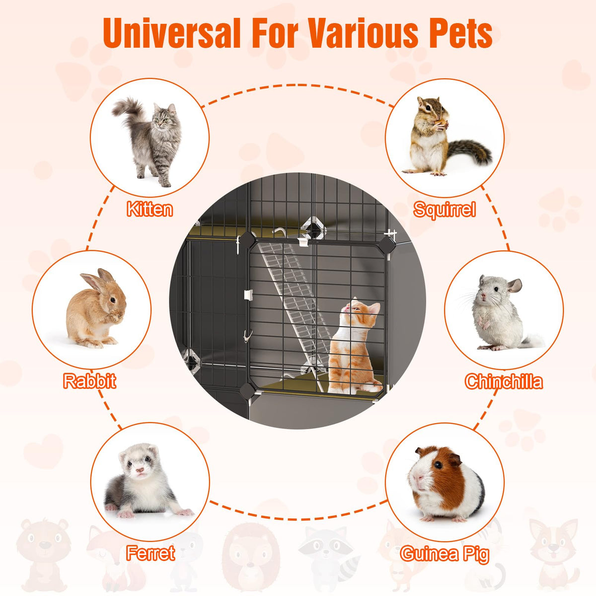 3-Tier Cat Cage with Litter Box, Hammock & Ladders C355079
