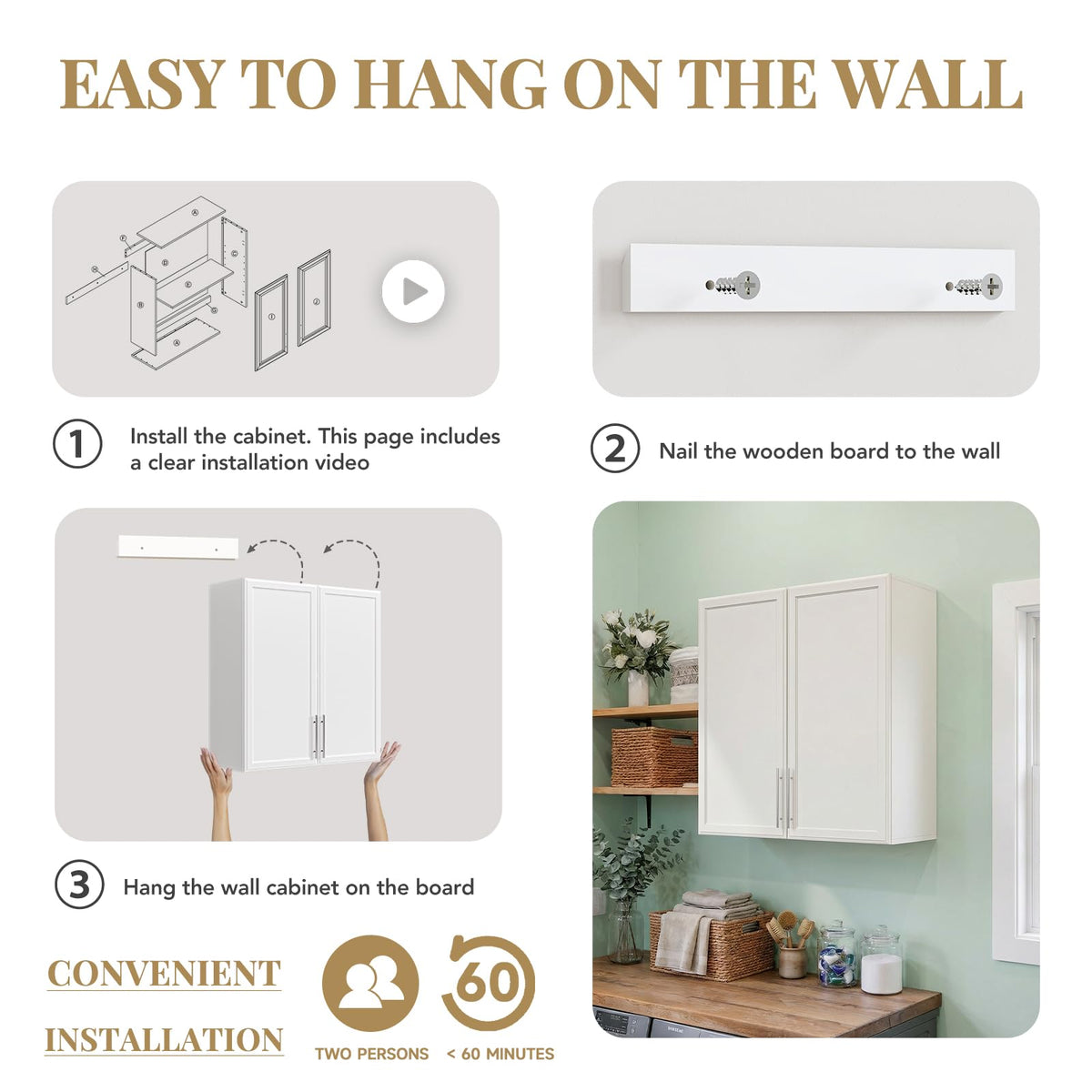 White Wall Mounted Cabinet with Adjustable Shelf L5152