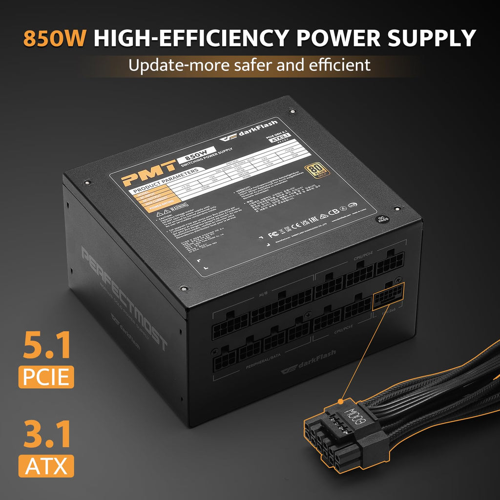 Fully Modular ATX 3.1 PCIe 5.1 80 Plus Gold Power Supply U3879
