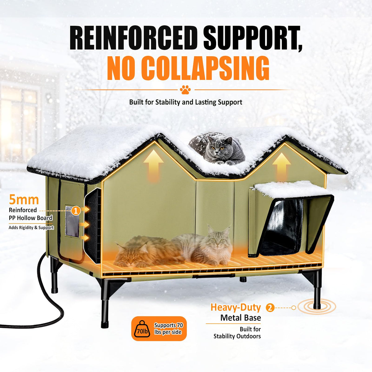 Weatherproof Outdoor Heated Cat House X374954