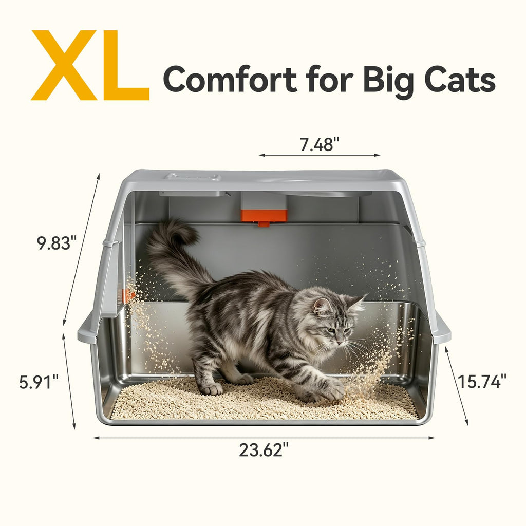 XL Enclosed Stainless Steel Litter Box with Lid K6402