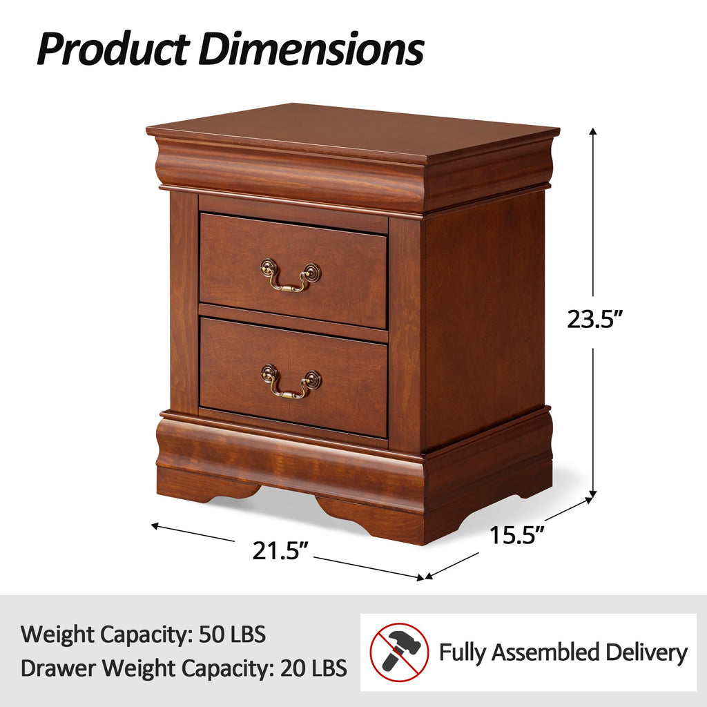 Cherry Wood Nightstands Set of 2 with Drawers D398250
