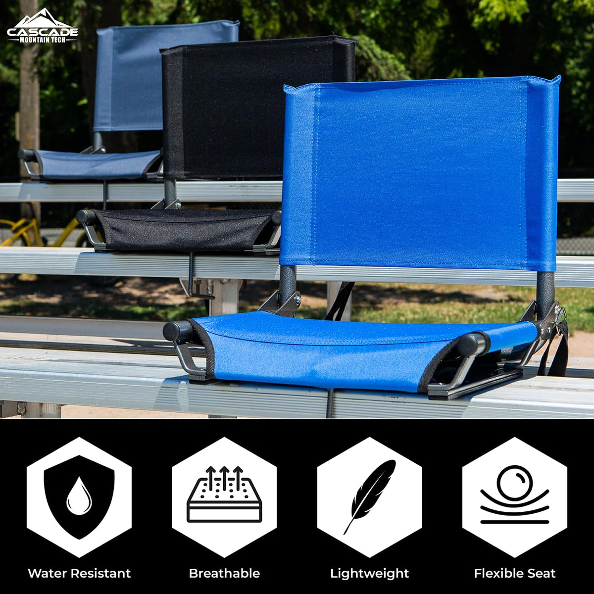 Portable Folding Steel Stadium Seats for Bleachers, Black P25022