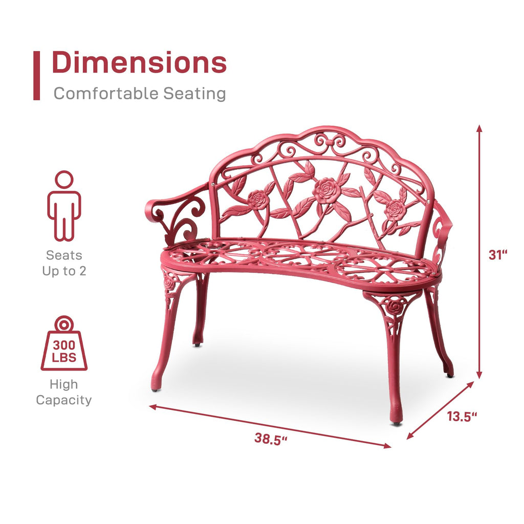 38.5" Cast Iron Aluminum Patio Bench E875231