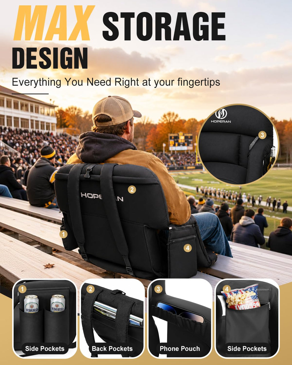 25" Extra Thick Stadium Seats for Bleachers, 2-Pack V805