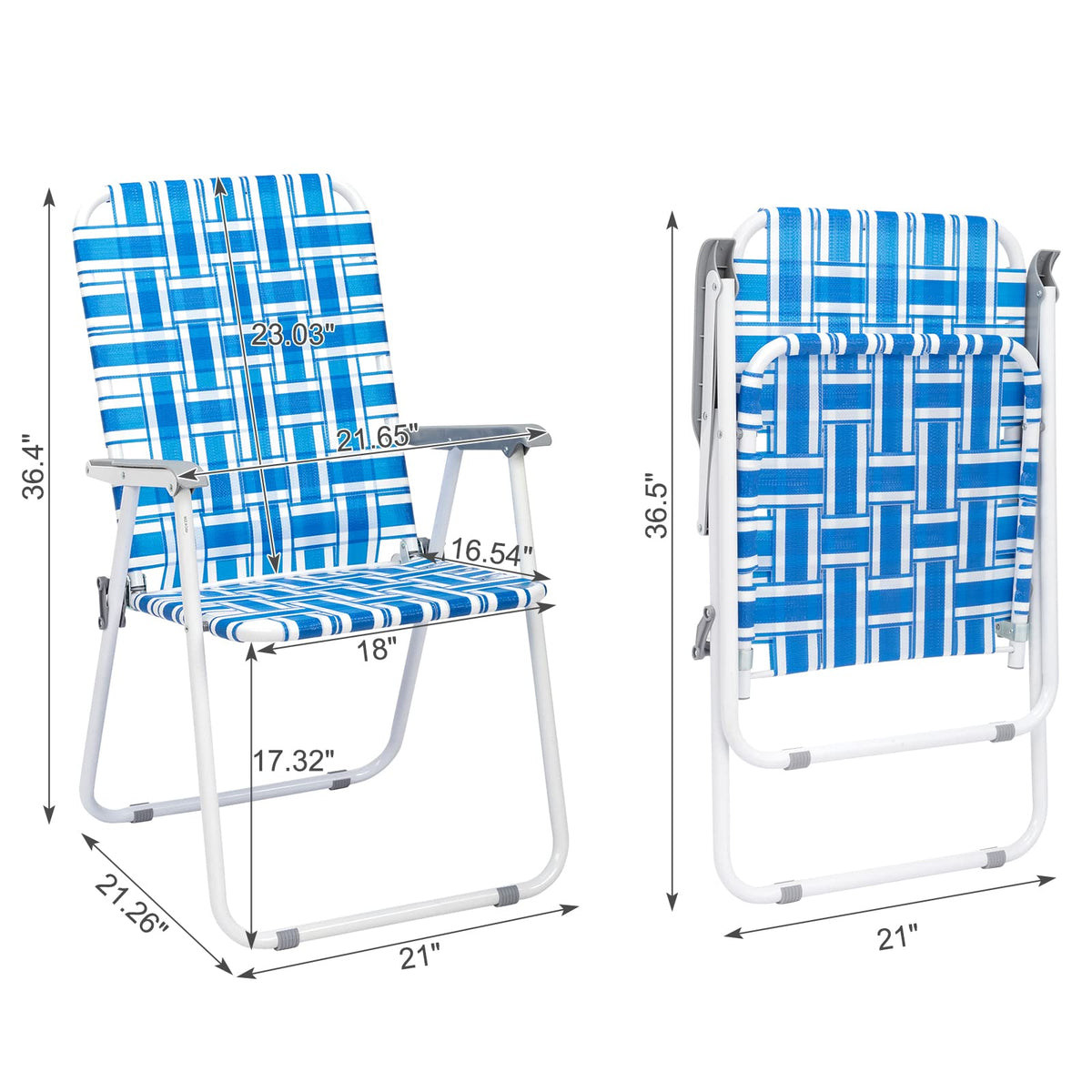 Blue Set of 2 Webbed Folding Patio Chairs Z85615