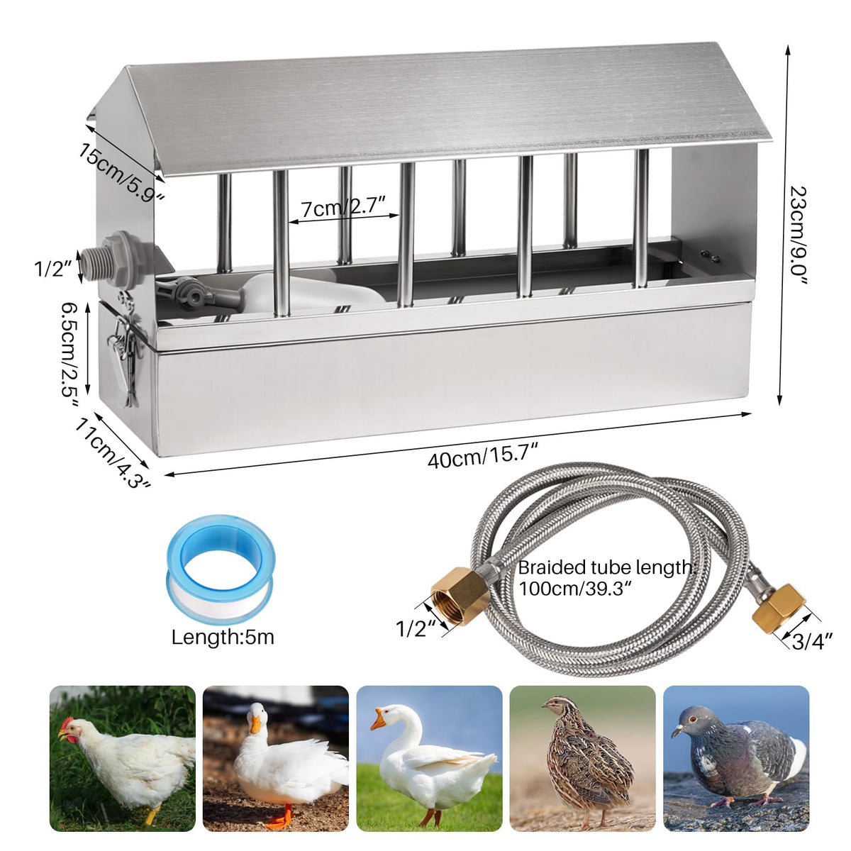 Stainless Steel Automatic Chicken Waterer with Float Valve P299785