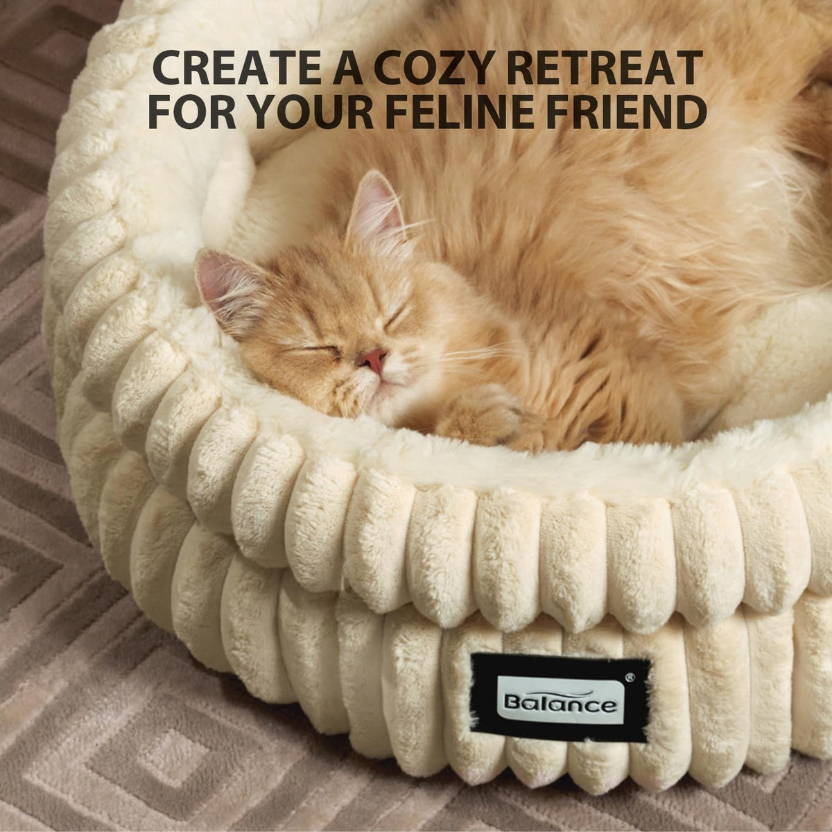 Washable Round Plush Cat Bed S188735