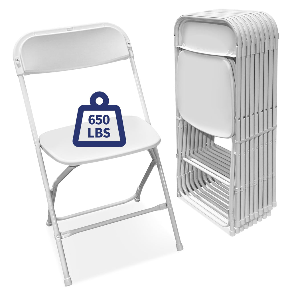 White 10-Pack Plastic Folding Chairs 650 lb Capacity T917