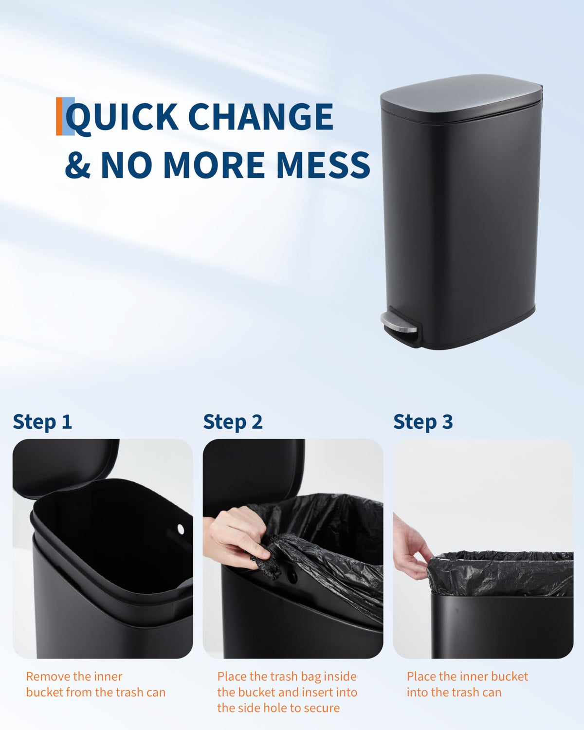 13.2 gal Slim Step Trash Can O2409