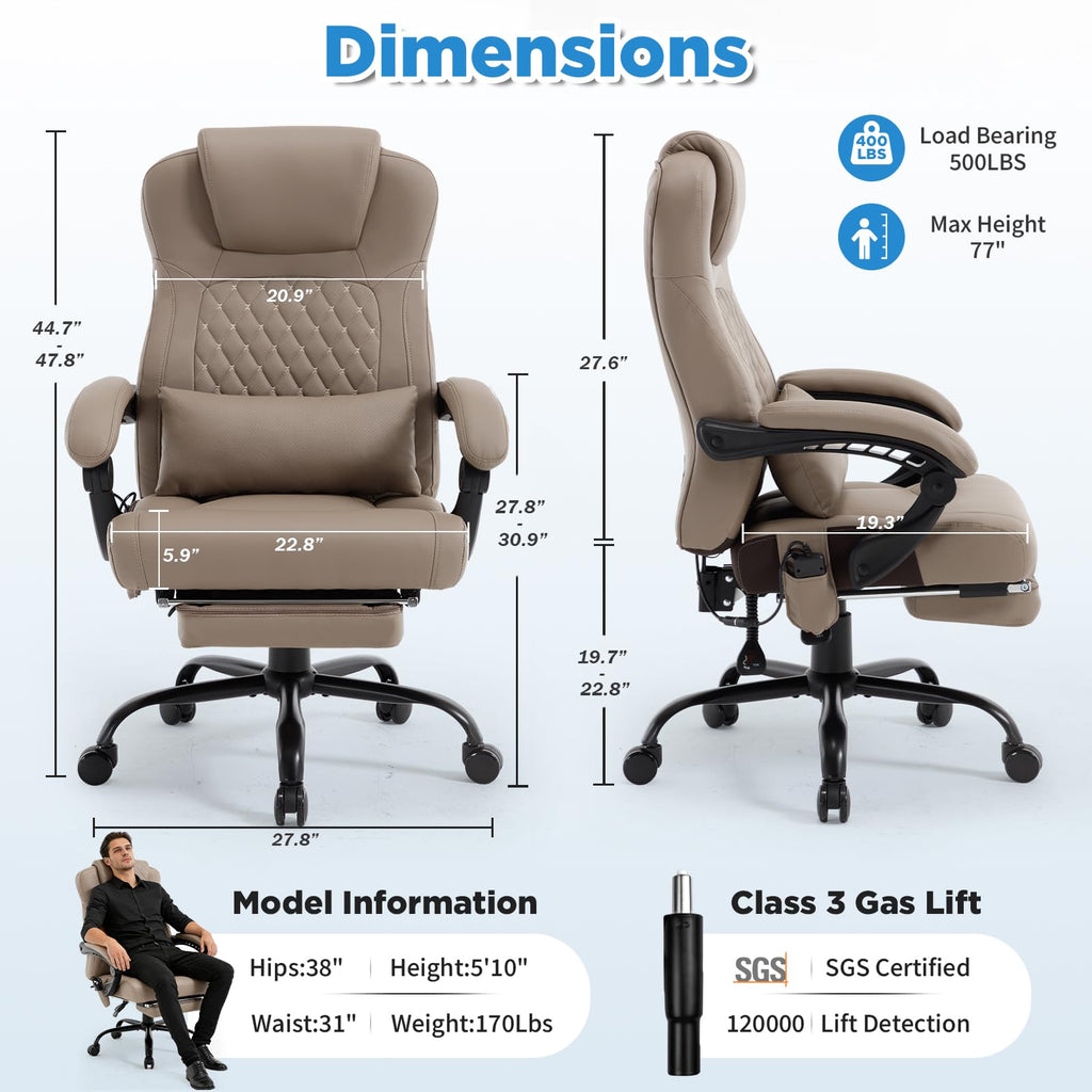 3D Kneading Massage Plus Size Office Chair C842