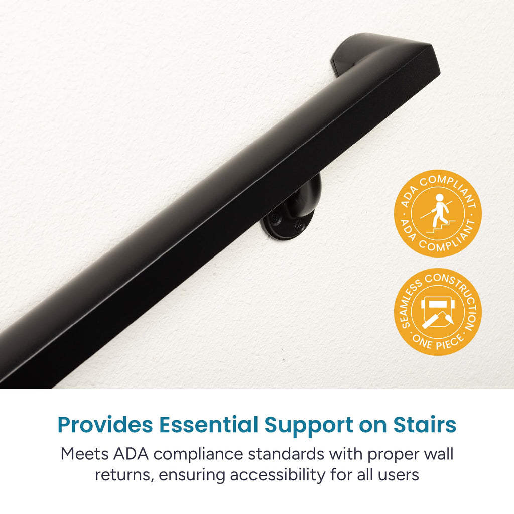 Aluminum Handrail Kit with Wall Mount Brackets, Black Textured, 3' Length B927399