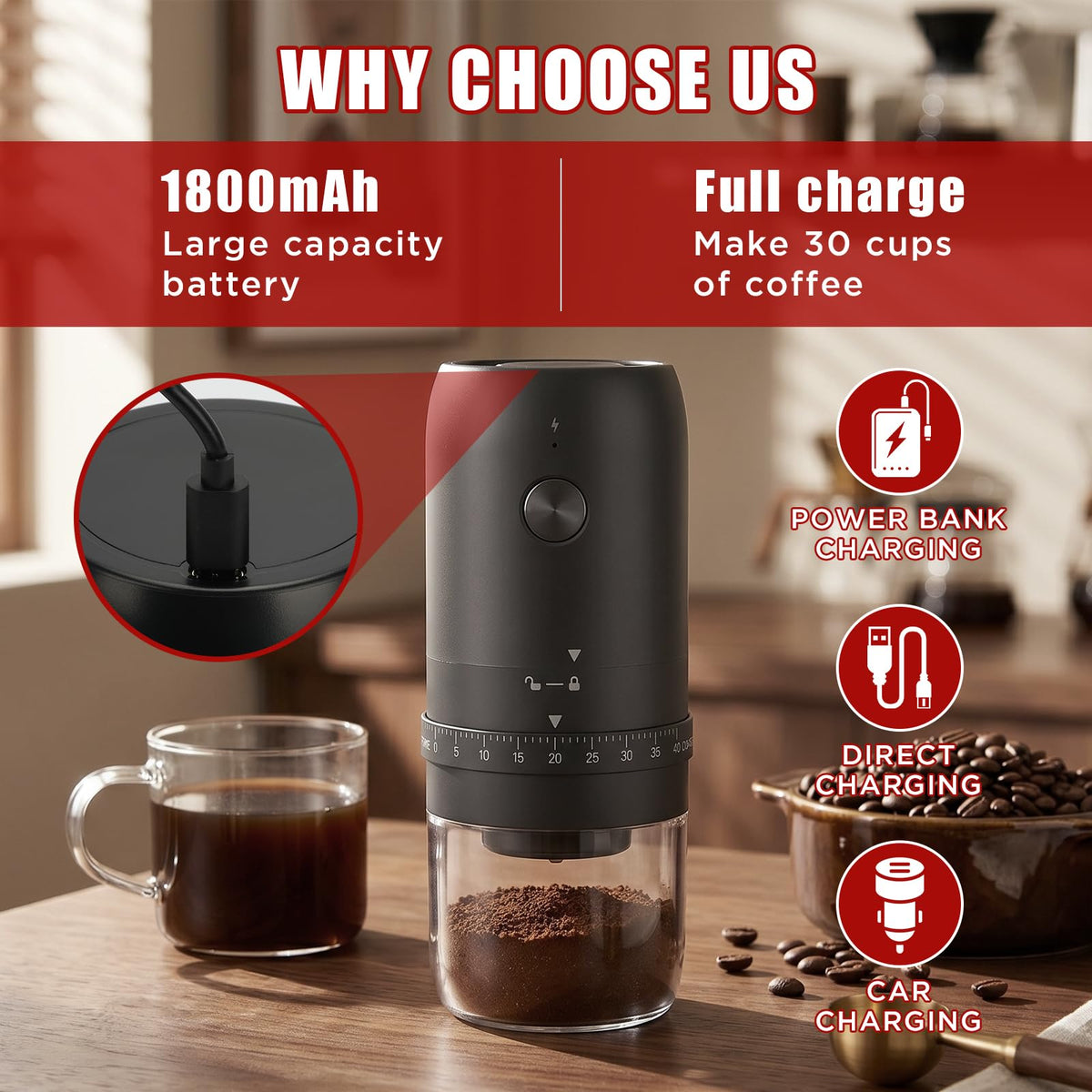 Electric Coffee Grinder with Conical Ceramic Burr C227