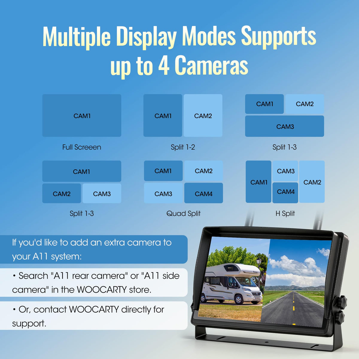 7" Wireless Backup Camera System with DVR Split Screen Monitor M68389