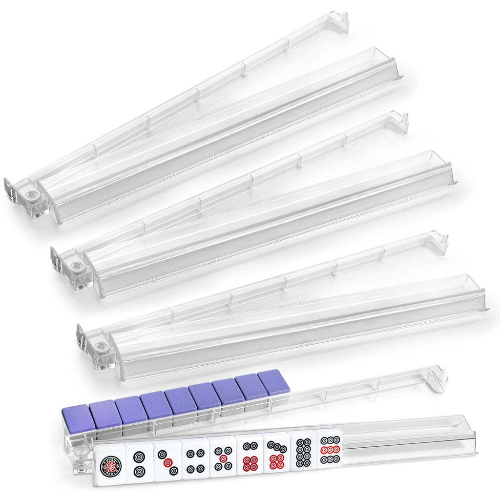 4-Piece Acrylic Mahjong Rack Set with Pushers Y154