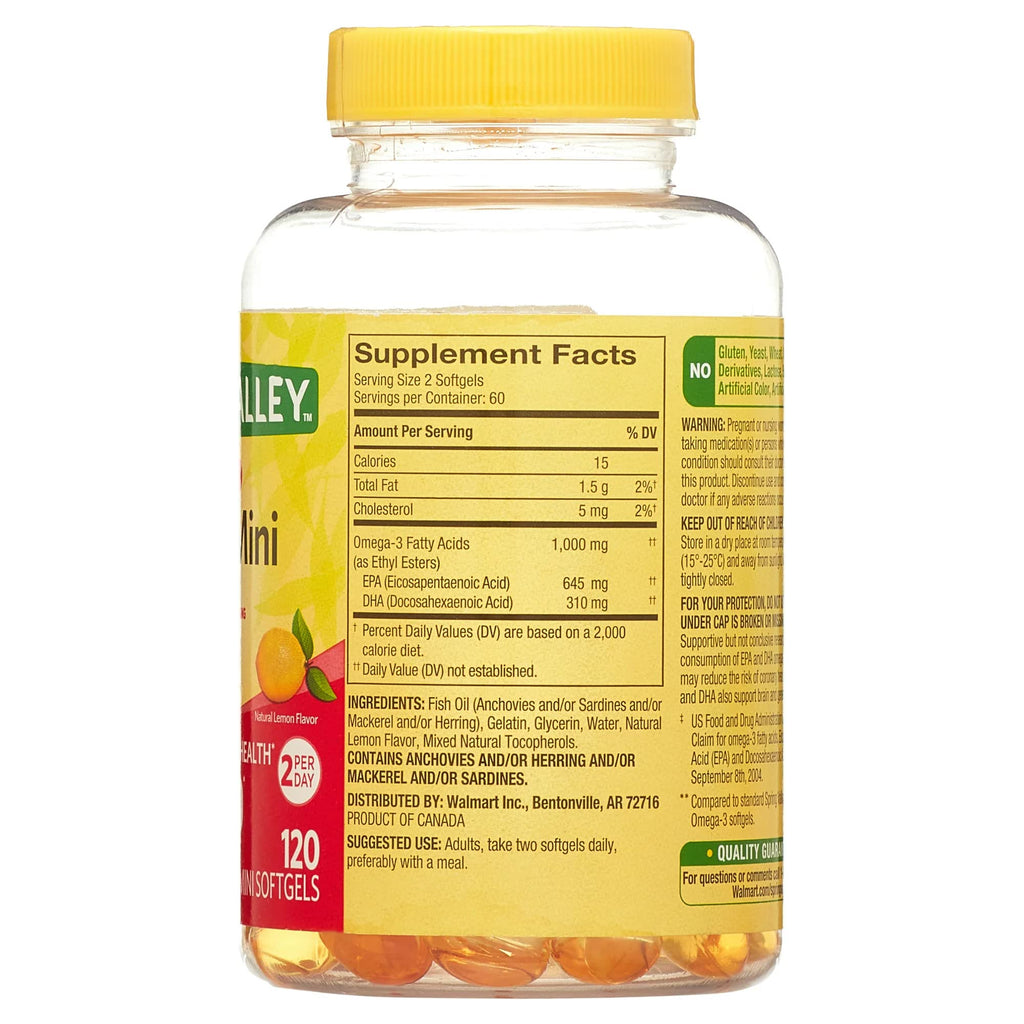 Omega-3 Fish Oil 1000 mg 120 Count Softgels Dietary Supplement T269532