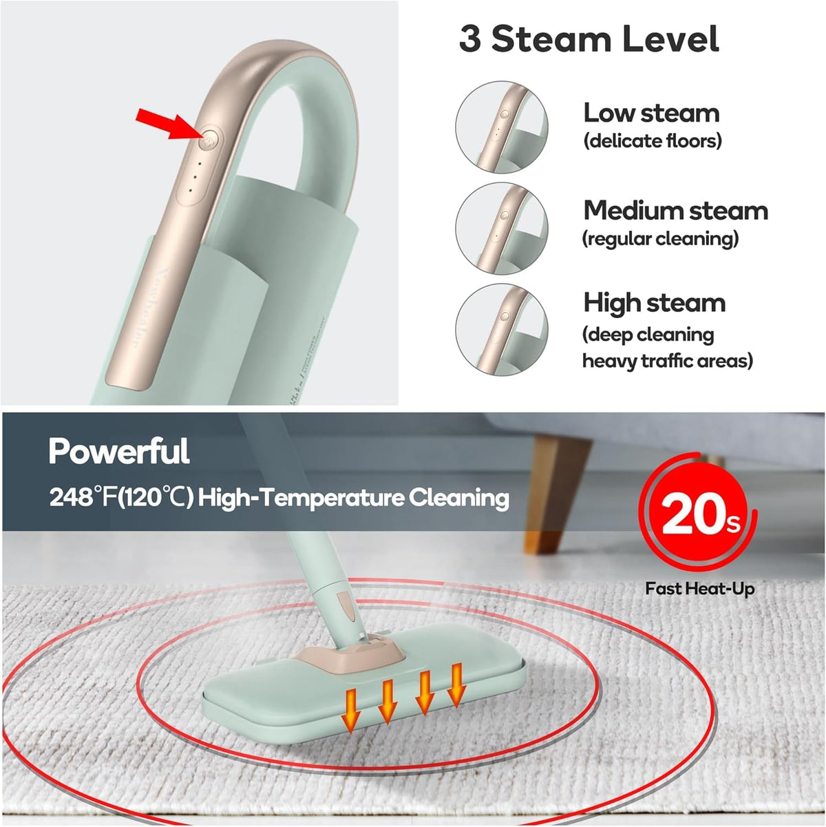 1200W Steam Mop & Handheld Cleaner W867956