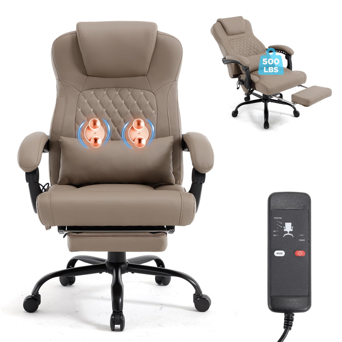 3D Kneading Massage Plus Size Office Chair C842