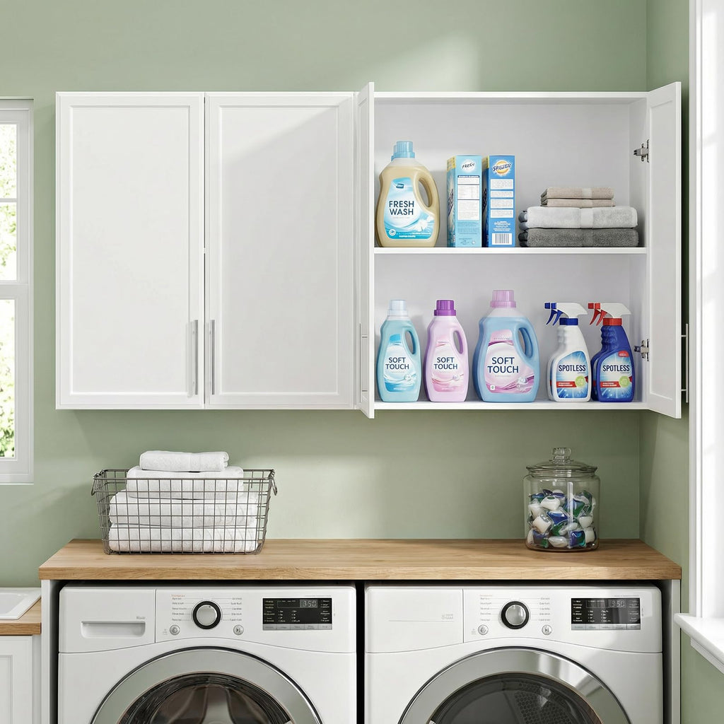 White Wall Mounted Cabinet with Adjustable Shelf L5152