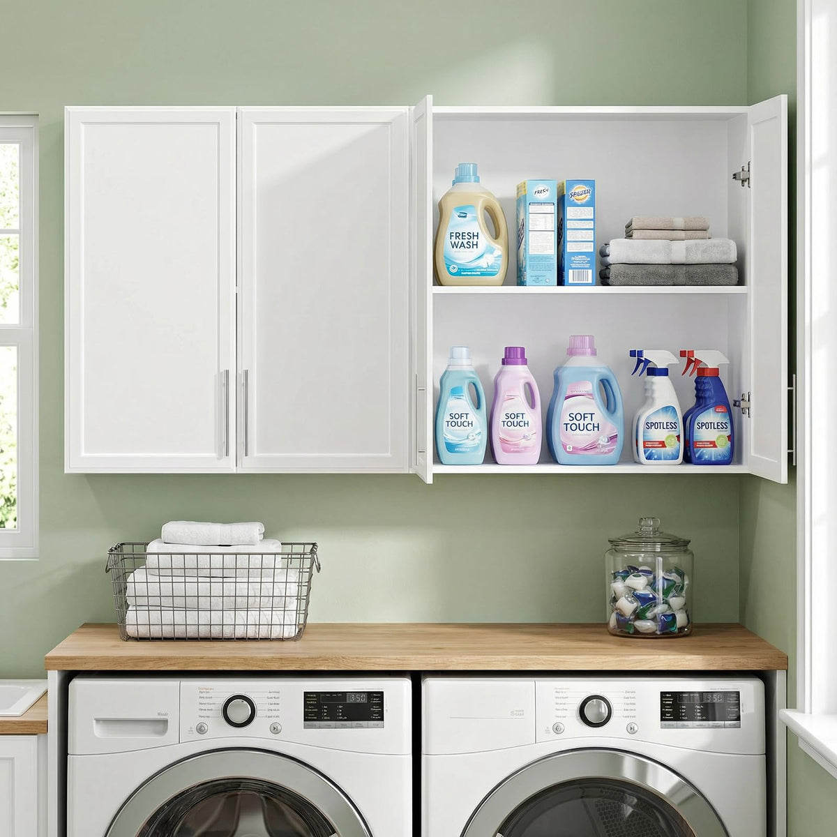 White Wall Mounted Cabinet with Adjustable Shelf L5152