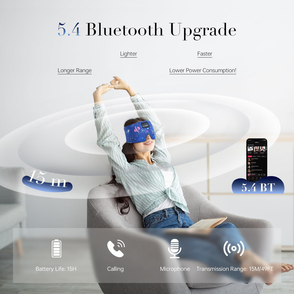 Sleep Mask with Bluetooth Headphones and Silk Sleep Mask E213131