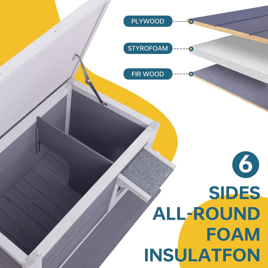 Weatherproof Outdoor Cat House with Elevated Floor U63387