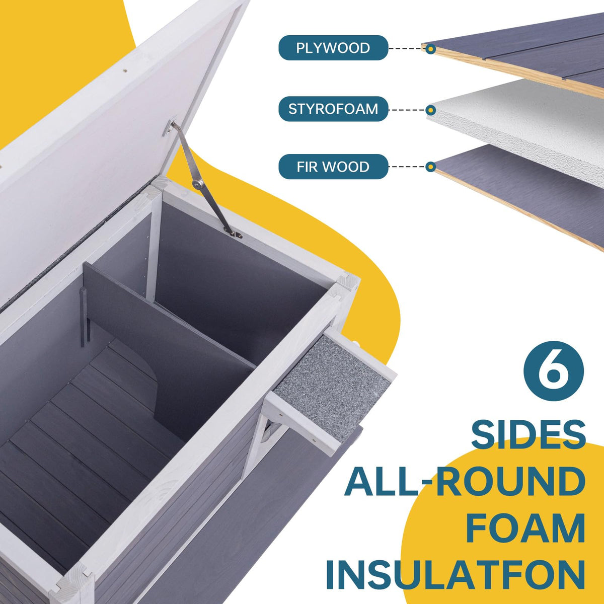 Weatherproof Outdoor Cat House with Elevated Floor U63387