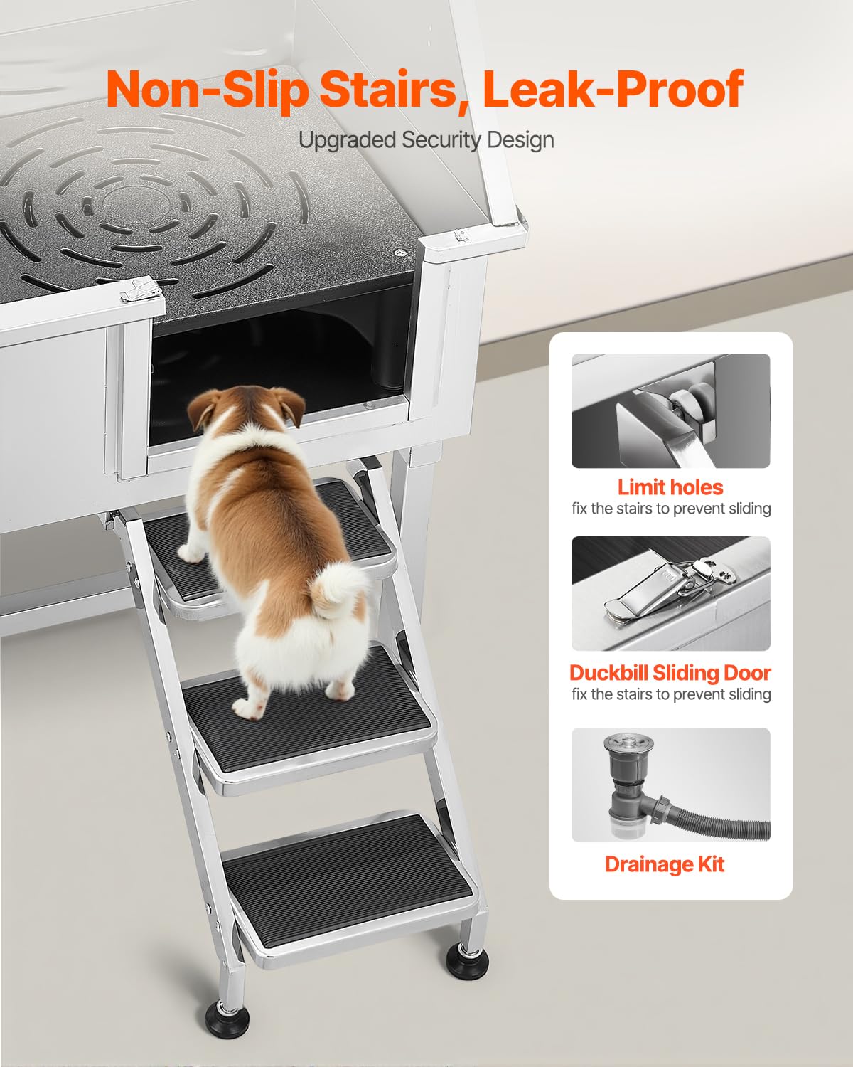 38 Inch Stainless Steel Dog Washing Station with Hot & Cold Faucet Q40013