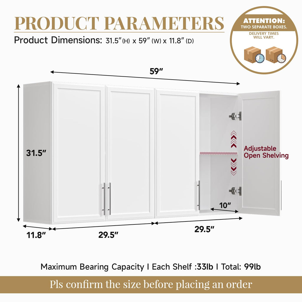 White Wall Mounted Cabinet with Adjustable Shelf L5152