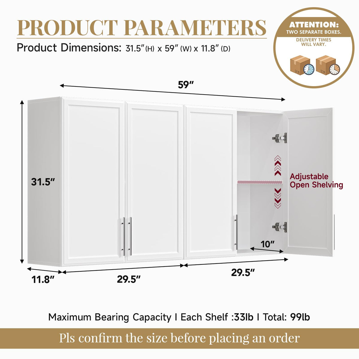 White Wall Mounted Cabinet with Adjustable Shelf L5152