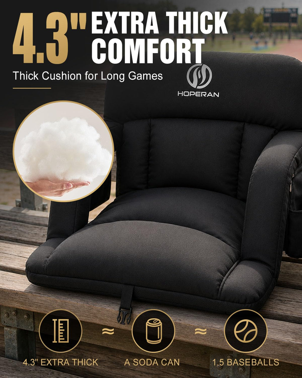 25" Extra Thick Stadium Seats for Bleachers, 2-Pack V805