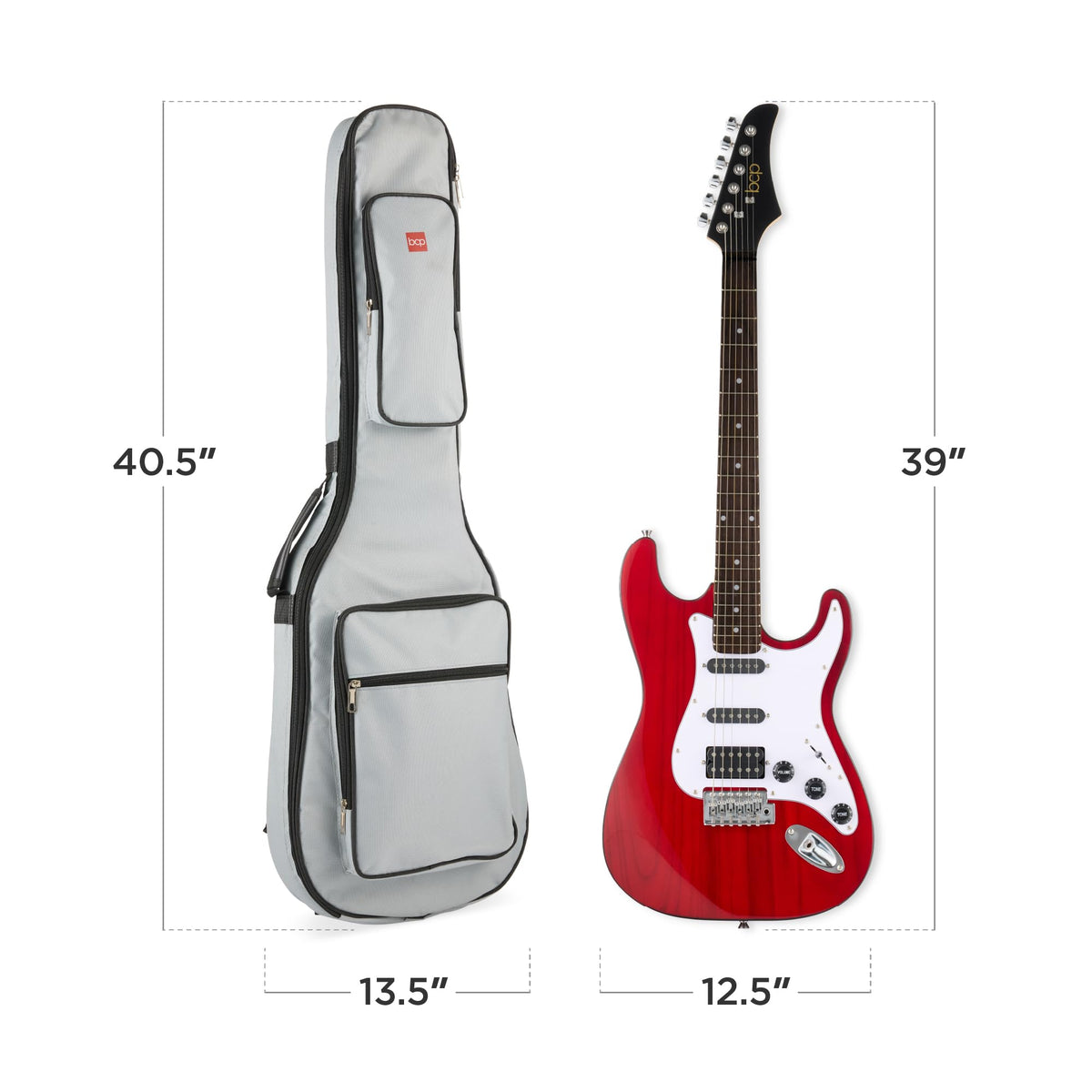 Cherry Red White Electric Guitar Kit with Headphone Amp Q8450