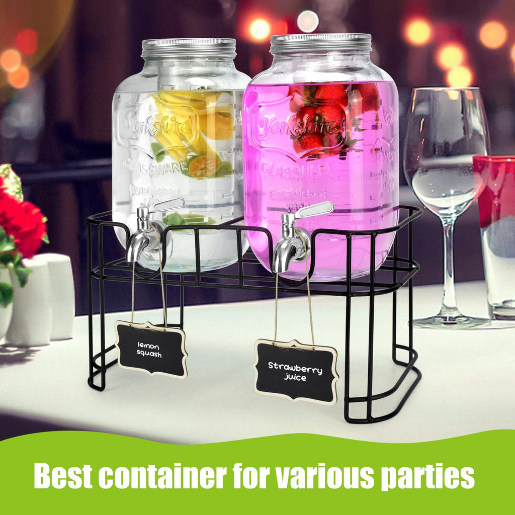 1 Gallon Glass Drink Dispenser with Stand and Spigot N8261
