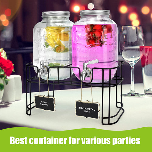 1 Gallon Glass Drink Dispenser with Stand and Spigot N8261