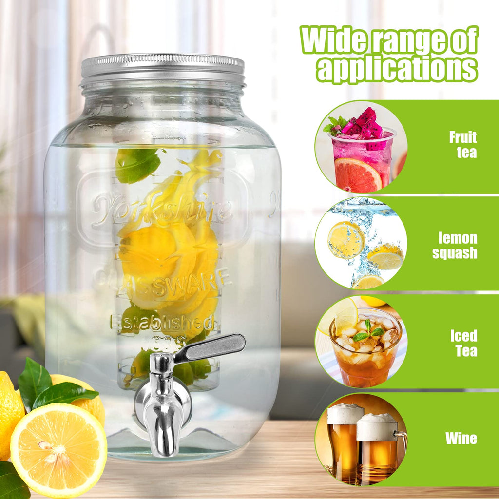 1 Gallon Glass Drink Dispenser with Stand and Spigot N8261
