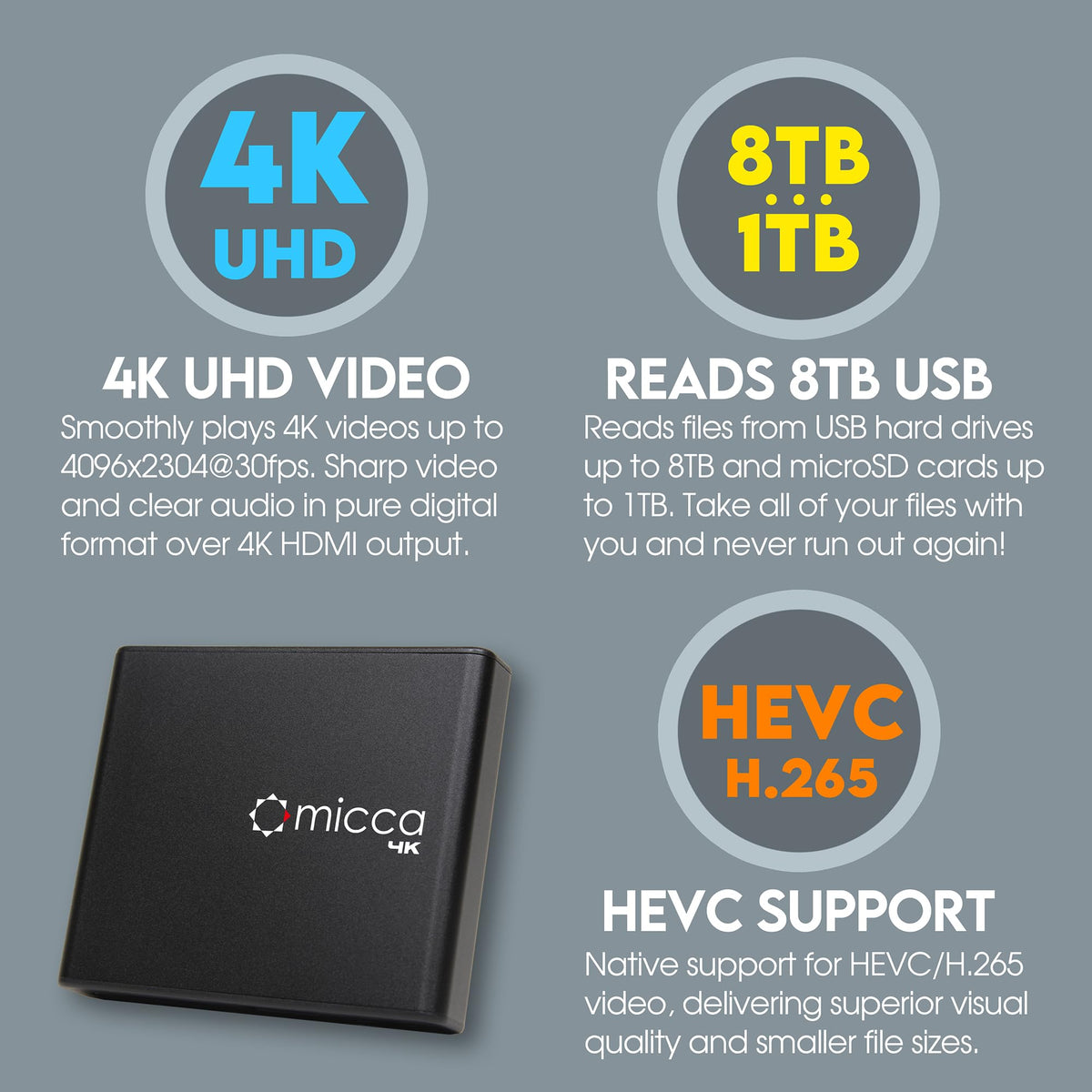 4K Ultra-HD USB and microSD Media Player U209